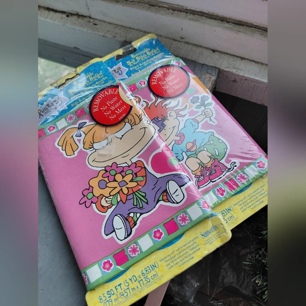 2 Vintage 90s Nickelodeon Rugrats removable sticker wallpaper boarder 10 yards
